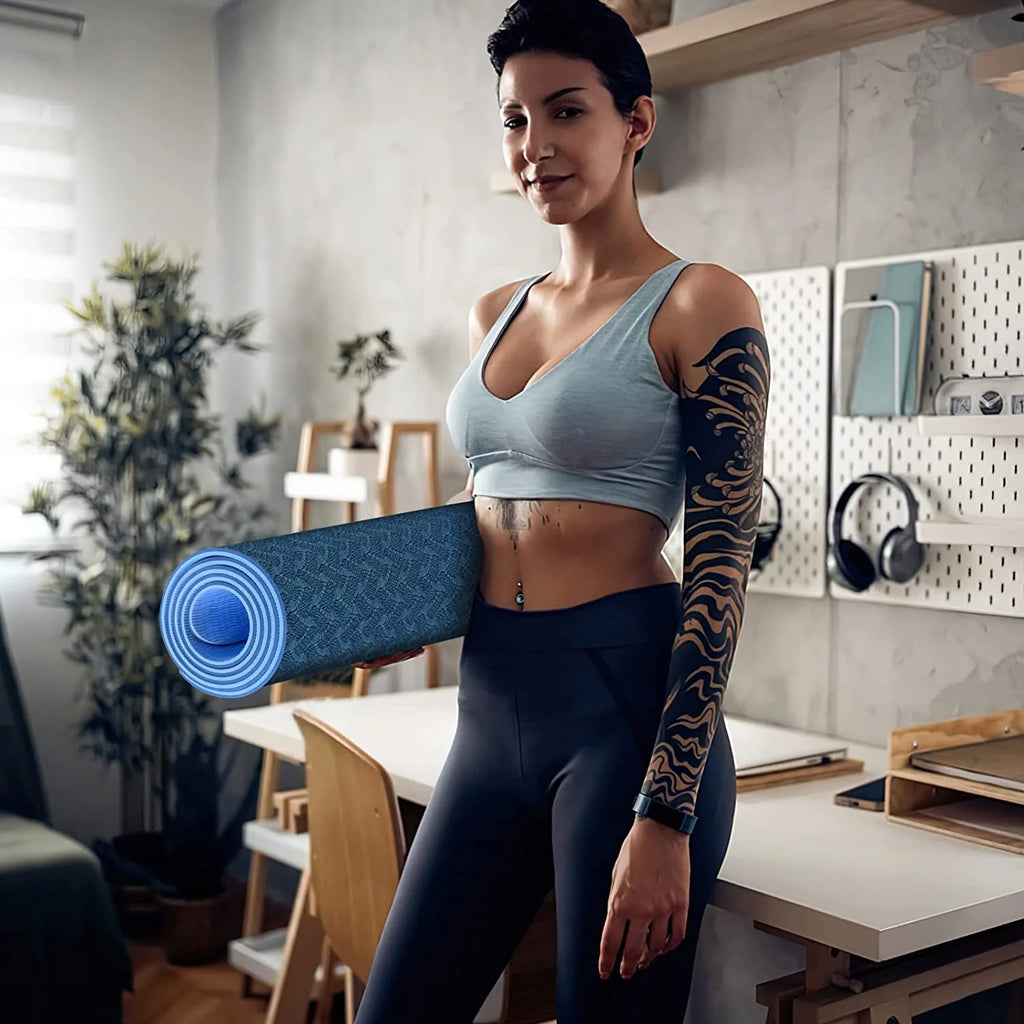 Tapete De Yoga 72 X 24'' Tapetes De Ejercicio 8Mm TPE Antideslizante Extra Grueso De Alta Densidad Ecológico Para Yoga Entrenamiento Pilates Tapetes De Yoga Para Mujer Hombres
