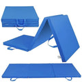Tapete De Gimnasio Plegable De 6' X 2' Para Ejercicio, Aeróbicos, Yoga, Entrenamiento, Tapetes De Acrobacias Para El Piso Del Gimnasio En Casa Con Asas De Transporte Para Gimnasia, Estiramiento, Artes Marciales-Azul