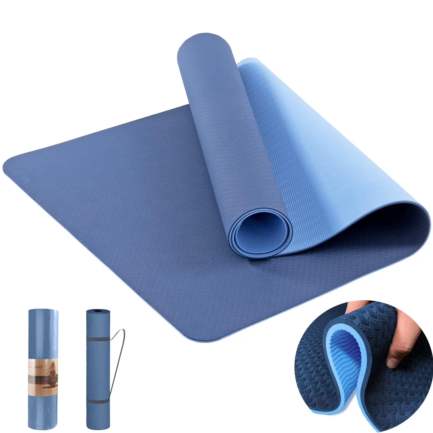 Tapete De Yoga 72 X 24'' Tapetes De Ejercicio 8Mm TPE Antideslizante Extra Grueso De Alta Densidad Ecológico Para Yoga Entrenamiento Pilates Tapetes De Yoga Para Mujer Hombres